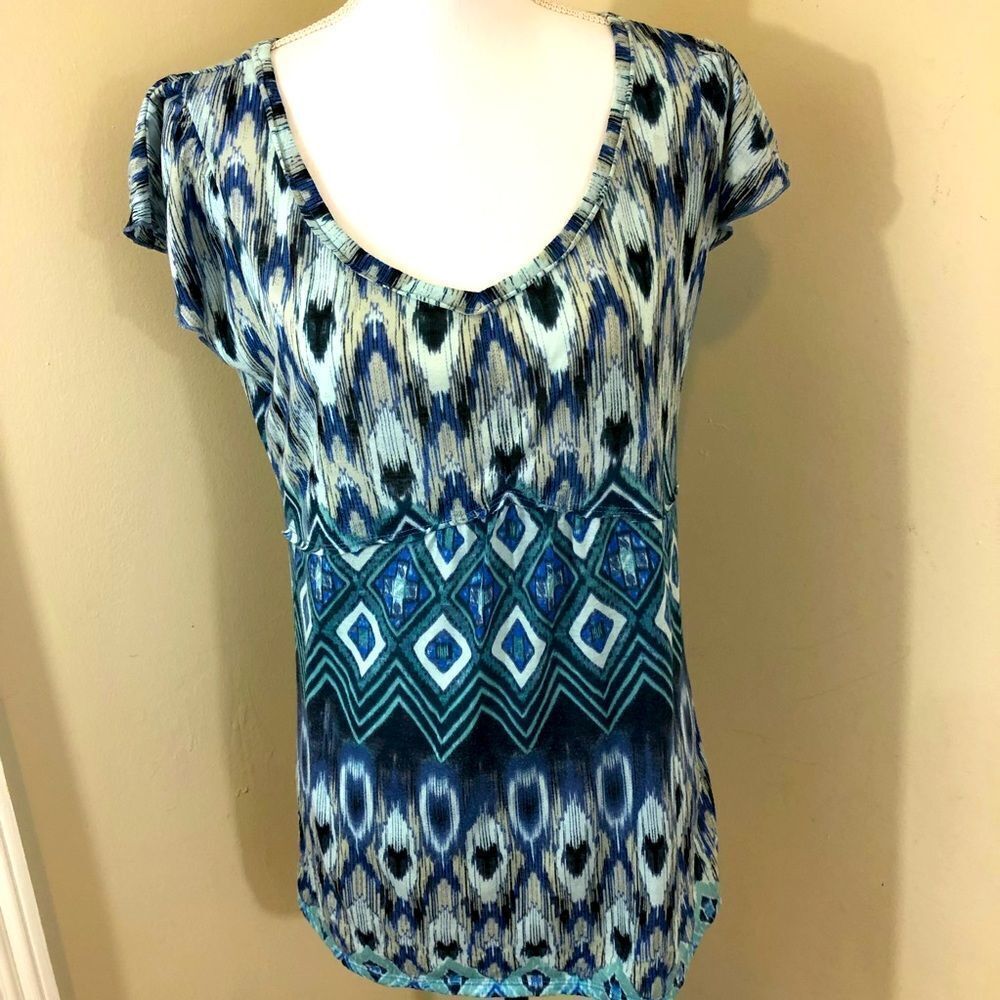 Liz Wear Short Sleeve Pullover Blouse Size M